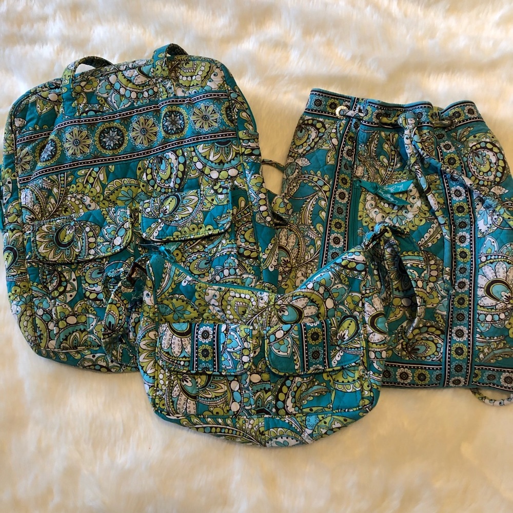 3 Vera Bradley Bags. Tote, Cinch Sack, & Sm Purse